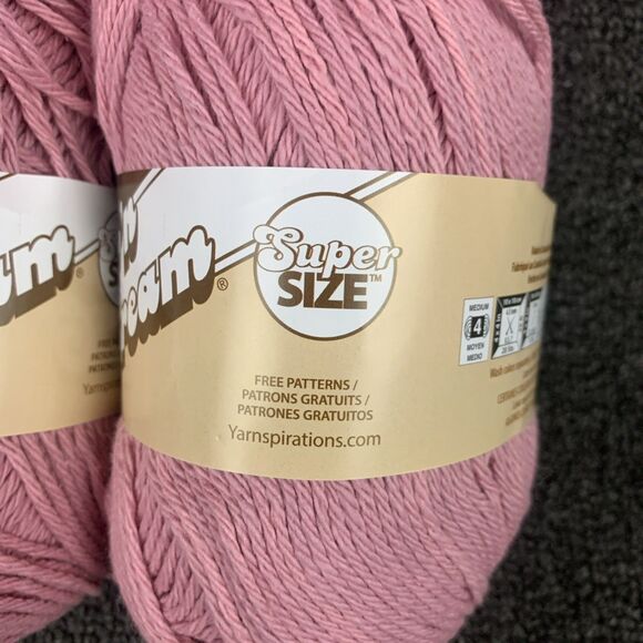 Lot Of 2 Lily Sugar'n Cream Yarn Rose Pink Worsted 100% Cotton 4oz Each - Picture 3 of 6